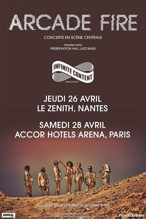 Arcade Fire à Paris et à Nantes en avril 2018 !