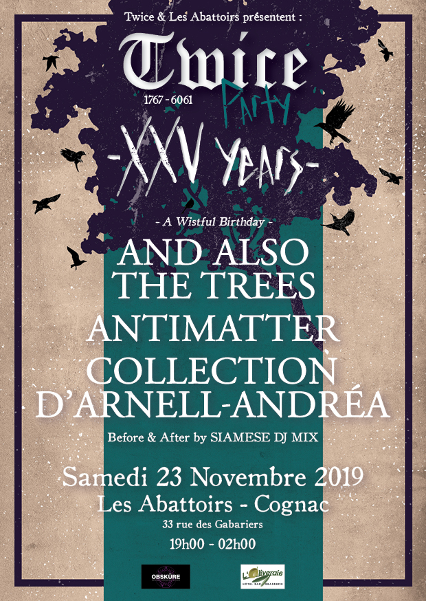 And Also the Trees, Antimatter et Collection d'Arnell-Andréa fêtent les vingt-cinq ans de "Twice"
